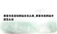 黑客攻击目标网站会怎么做_黑客攻击网站术语怎么说