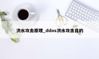 洪水攻击原理_ddos洪水攻击目的