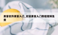 黑客软件黑客入门_软装黑客入门教程视频免费