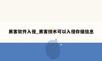 黑客软件入侵_黑客技术可以入侵存储信息