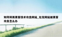 如何利用黑客技术攻击网站_社交网站被黑客攻击怎么办