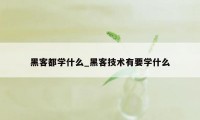 黑客都学什么_黑客技术有要学什么