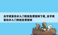 自学黑客技术入门教程免费视频下载_自学黑客技术入门教程免费视频