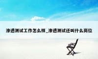 渗透测试工作怎么样_渗透测试还叫什么岗位