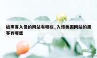 被黑客入侵的网站有哪些_入侵美国网站的黑客有哪些