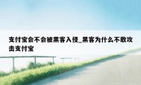 支付宝会不会被黑客入侵_黑客为什么不敢攻击支付宝