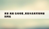 黑客 美国 在线观看_黑客攻击美军视频播放网站