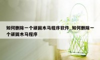 如何删除一个顽固木马程序软件_如何删除一个顽固木马程序