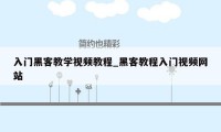 入门黑客教学视频教程_黑客教程入门视频网站