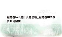 服务器brd是什么意思啊_服务器BPS攻击如何解决