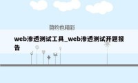 web渗透测试工具_web渗透测试开题报告