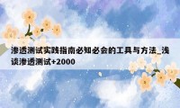 渗透测试实践指南必知必会的工具与方法_浅谈渗透测试+2000