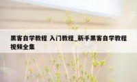 黑客自学教程 入门教程_新手黑客自学教程视频全集