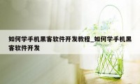 如何学手机黑客软件开发教程_如何学手机黑客软件开发