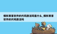 模拟黑客软件的代码激活码是什么_模拟黑客软件的代码激活码