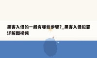 黑客入侵的一般有哪些步骤?_黑客入侵犯罪详解图视频