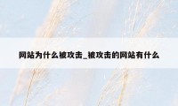 网站为什么被攻击_被攻击的网站有什么