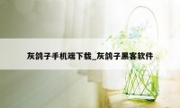 灰鸽子手机端下载_灰鸽子黑客软件