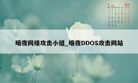 暗夜网络攻击小组_暗夜DDOS攻击网站