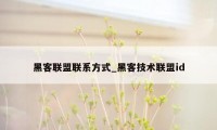 黑客联盟联系方式_黑客技术联盟id