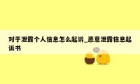 对于泄露个人信息怎么起诉_恶意泄露信息起诉书