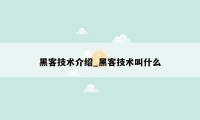 黑客技术介绍_黑客技术叫什么