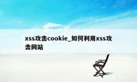 xss攻击cookie_如何利用xss攻击网站