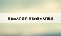 黑客的入门教学_黑客的基本入门教程