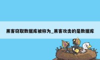 黑客窃取数据库被称为_黑客攻击的是数据库