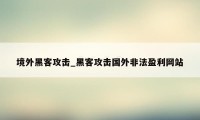 境外黑客攻击_黑客攻击国外非法盈利网站